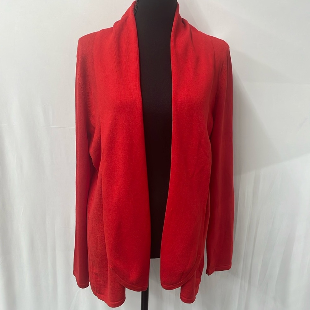 RED label bright red colored lightweight open front cardigan, size XL